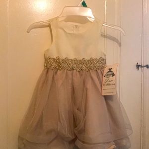 Rare Editions cream and brown 3t little girl dress